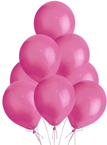 Metallic Fuchsia Pink Balloons 50 Pack, Large 12 Inch Thick Latex Biodegradable Helium Party Balloons for Birthday, Wedding, Baby Shower, Valentine's Day Events Decoration for Balloon Arch Garland