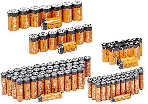 Amazon Basics Alkaline-Batterien, Super-Vorteilspack, 48 x AA + 36 x AAA + 8 x C + 8 x D + 8 x 9 Volt, 108 Stück
