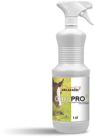 Repellente Naturale Spray alla Citronella per Cavalli 1 lt Citropro, anti Parassiti Mosche Tafani Zanzare Flebotomi Zecche, Protezione Lunga Durata, Lozione per Insetti Molesti, 100% Made in Italy