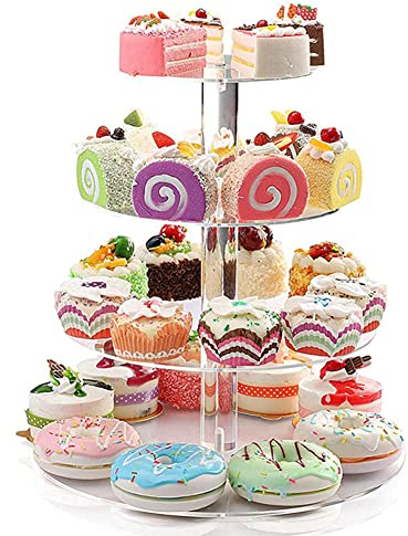 Tumtanm 4 Tier Round Cupcake Stand,Pastry Tower Stand for Holiday Wedding Birthday Party