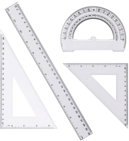 Ensemble de Règles Multifonctionnel - Comprend Règle Droite, Équerre, Rapporteur, Équerre Isocèle - Outils de Mesure Précis pour École et Bureau