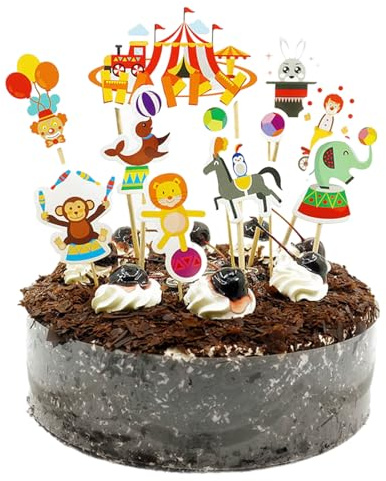 ALEGRE Cirkus tårtdekoration födelsedag, 11 stycken karneval fest cupcake-topp, karnevalsdekoration födelsedagsdekoration, karneval dekoration barnfödelsedag, cirkus tårtdekoration för barn