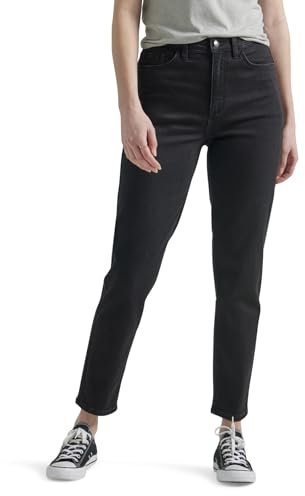 Lee Damen High Rise Mom Jeans, Schwarz, 46
