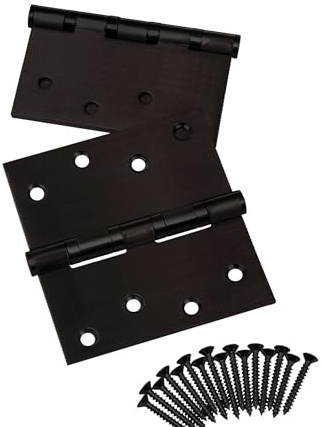 SOTECH 4 pezzi Cerniere per porte 101 x 101 x 2,5 mm cerniera a vite in acciaio inox SS304 cuscinetto a sfera nero con viti Portata 75 kg