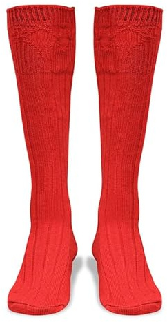 BELGLY Chaussettes de kilt traditionnelles écossaises en laine pour homme Style décontracté Mariage Sports Jambières, Rouge, M