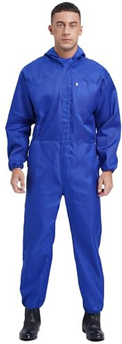 Vxuxlje Combinaison de Travail Homme Femme Combinaison de Sécurité à Capuche Salopette de Travail Combinaison de Protection Chimique Jumpsuit Overall M-4XL Bleu M