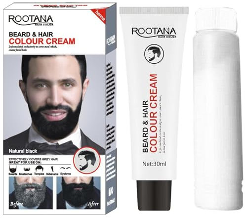 Generico Tintura Per Barba Da Uomo Da 30 Ml, Shampoo Colorante Per Barba E Baffi, Nero, Naturale, Ipoallergenico, Copre I Grigio