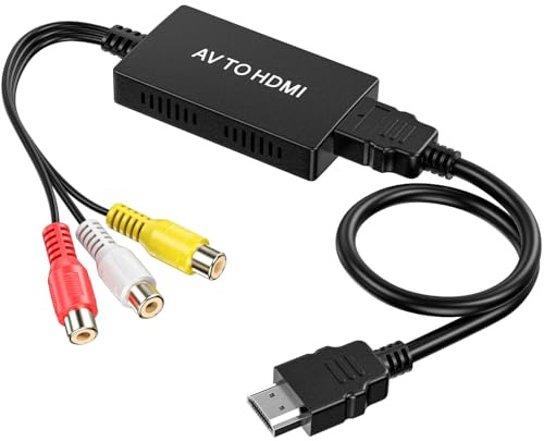 NEUTYPECHIC RCA a HDMI 1080P, Adaptador Conectar y Usar, Convertidor Admite Transmisión de Sonido, AV a HDMI Adecuado para Portátiles, Monitores, Televisores, Proyectores