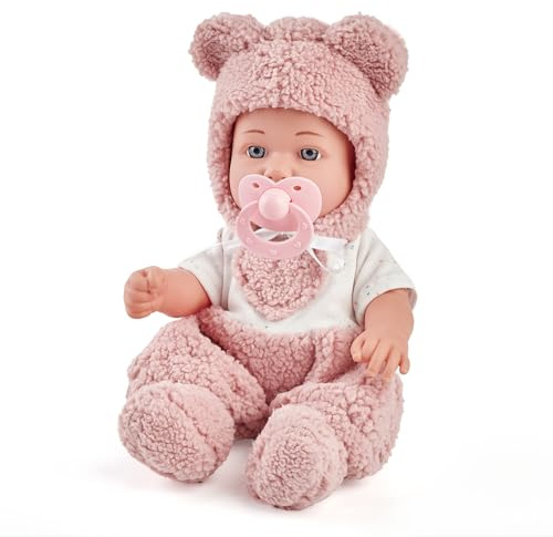 Enjoyin 12 Baby Doll with Accessories for Toddler Girls Ages 3+ | Includes Pink Outfit, Pacifier, Bottle & Soft Blanket | Interactive Role-Play Toy for 3 Year Old Girls