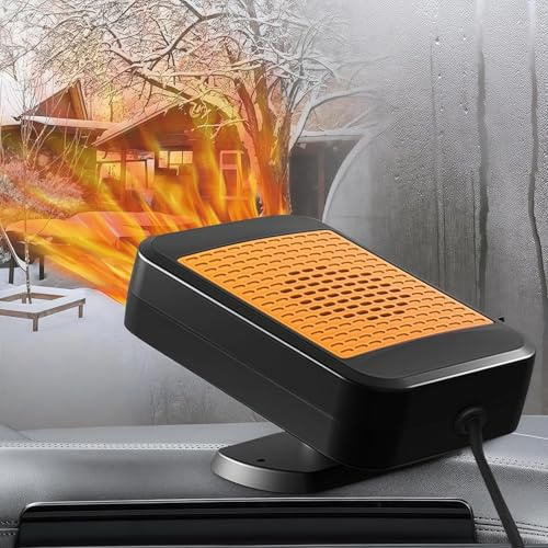 Jaaduem Portable Car Heater, 12V 200W Car Heater, 2 in 1 Heating & Cooling 360° Rotatable Car Defroster Windshield Heater with Cigarette Lighter Plug