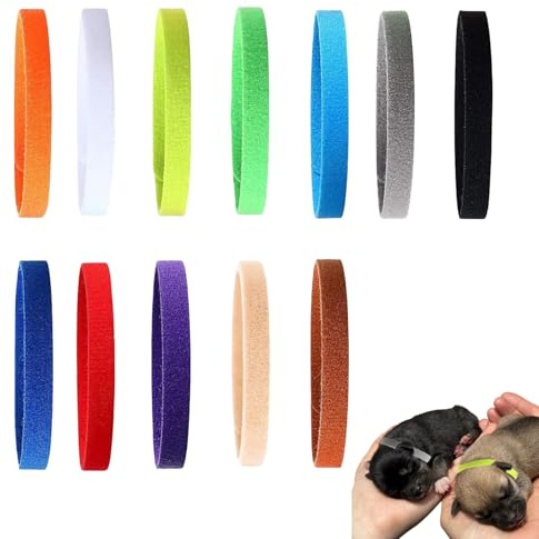 12 stycken valphalsband, valpar ID-halsband, halsband katt, justerbar mjuk för nyfödda valpar och kattungar, 12–20 cm