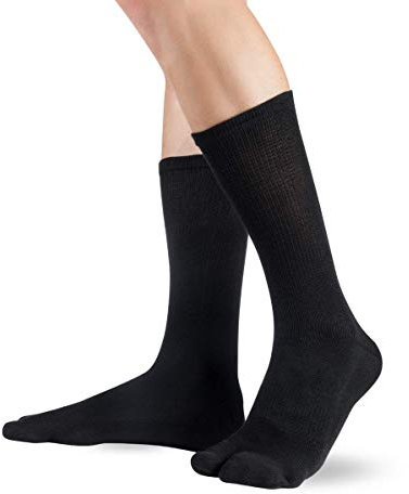 Knitido Traditionals Tabi, klassische wadenlange Zwei-Zehen-Socken aus Japan, Größe:35-38, Farbe:schwarz (101)