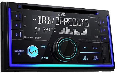 JVC KW-DB93BT - Receptor de CD Doble DIN con Radio Digital (Dab+), función Manos Libres Bluetooth y transmisión de Audio, Color Negro