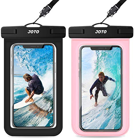 JOTO 2 Stück wasserdichte Handyhülle IPX8 Unterwasser Wasserfest Handytasche für iPhone 17 16 15 14 13 12 11 Pro Max Plus Air Galaxy S24 S23 A15 Xiaomi bis 7 Zoll Phone Case –Schwarz/Pink