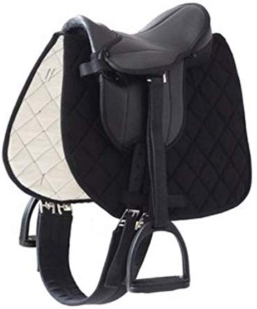 Sweety Toys 13647 sadel med stigbyglar – lämplig för ståhästar 105 cm (svart)