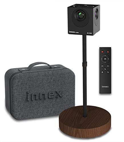 Innex Cube 4K 360-Grad-Videokonferenzkamera mit Mehreren KI-Modi, Zwei omnidirektionalen Mikrofonen, Fernbedienung, Plug-and-Play Webcam für PC, Zoom, Microsoft Teams, Open Space, Besprechungsraum