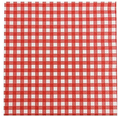 Talking Tables Red Checkered Napkins Gingham Serviettes – Disposable Tableware Perfect for Picnics, BBQs, and Summer Garden Parties - Festive Outdoor Gatherings 20 Pack