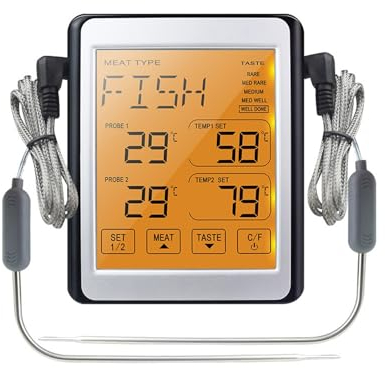 Sondas dobles, termómetro for horno, cocina, barbacoa, probador de temperatura de carne, Monitor for hornear azúcar, termómetros electrónicos digitales for alimentos (Color : A)