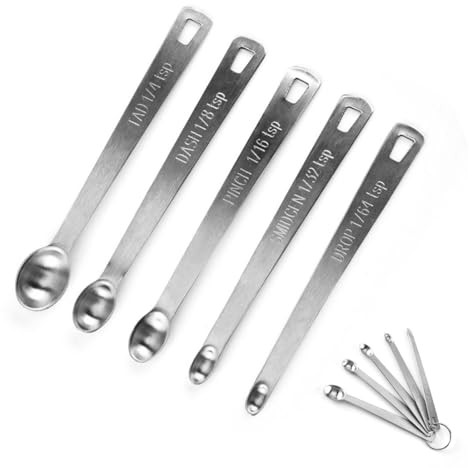 FDCGAS misurino grammi - 5PCS Cucchiai Dosatori Set, Acciaio Inossidabile Cucchiai Set Spoons Set Liquido Secco Cucchiai Cottura Strumento Cucchiaio Misurazione Cucchiaio Set per Casa Cucina Accessori