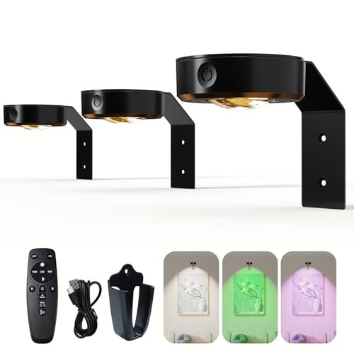 Starxing Kabellose Bildleuchte 3Pack, 2000mAh Wiederaufladbare Bilderleuchten, 16 RGB LED Licht Dimmbar, Dart Lampe Fernbedienung für Wanddekoration (Schwarz)