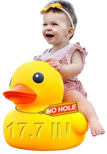17.7 Giant Rubber Yellow Duck/Duckies, Kalafona No Hole Large Huge Giant Jumbo Duck Bath Toy No Bebe Noise Bathtub Toys Waterproof Without Hole For Baby Shower Birthday Party Favors Beach Summer Pool