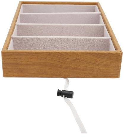 Brrnoo Vassoio Organizer per Occhiali da Sole con 4 Slot, Divisorio per Cassetti per Esposizione di Gioielli, Custodia per Occhiali in Velluto, per Cravatte per Orologi, con Panno