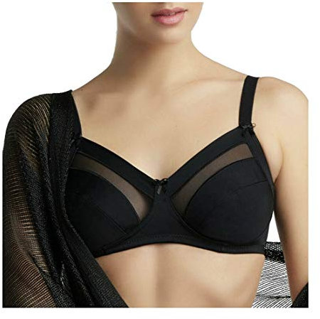 Spiman Reggiseno Senza Ferretto in Microfibra, Coppe Non Imbottite, Inserti in Tulle, Spalline Regolabili Italian Style Art 351 (IT, Taglia della Coppa & Taglia della Fascia, B, 5, Nero)