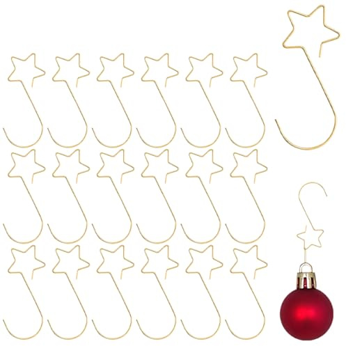 KEELYY 100x Haken für Weihnachtsbaumschmuck, Aufhänger in Sternform für Weihnachtskugeln, Schnellaufhänger für Weihnachtsbaum Deko, Gold Aufhänger dekorative Kugelaufhänger für Christbaumkugel