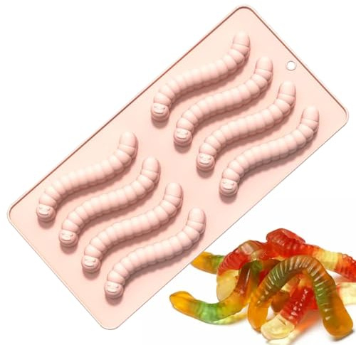 Moldes De Silicona Para Caramelos | Moldeadora De Fondant De Gusano Para Chocolate | Utensilios De Cocina Antiadherentes Para Postres | Halloween Cumpleaños Navidad Fiesta Chuche Gominola Galleta