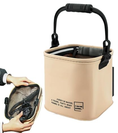 Fiske 13 liters hopfällbar tvättbalja med handtag | Camping För användning utomhus vid campingplatser, stränder, trädgårdar, bakgårdar, pooler, sjöar, floder och