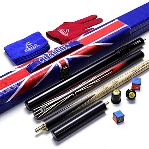 CUESOUL Taco de Snooker de ébano articulado de 3/4 de artesanía de 3 con diseño de Bandera Union Jack