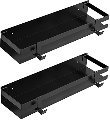 Tedsrewa Gewürzregal 2-teiliges Edelstahl-Wandset Schwarz, ohne Bohren, Küchenschrank-Organizer, Küchenregal für Gewürze-30×10×6CM