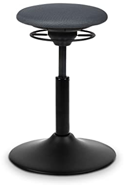 BALIMO Classic - Sitztrainer - Bewegungshocker - ergonomischer Hocker mit frei beweglicher Sitzfläche - Rücken-Trainer - Bürohocker - Standfuß Schwarz (Gestell Schwarz - Sitzbezug Dunkelgrau)