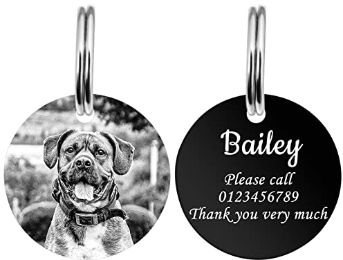 Hundemarke aus Edelstahl Personalisierte Hundeanhänger mit Gravur Individuelle Foto Benutzerdefinierte Tiermarken Adressanhänger Erkennungsmarken für Hund und Katze