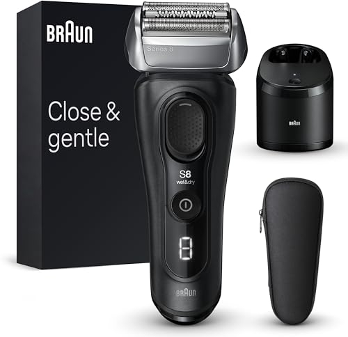 Braun Series 8 Rasierer Herren Elektrisch mit 4+1 Scherkopf, Elektrorasierer, Präzisions-Langhaarschneider, Reinigungsstation, 60 Min Laufzeit, Wet & Dry, Made in Germany, 8560cc, schwarz