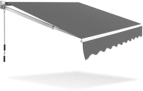 HOMASIS Store rétractable 2,5 x 2/3 x 2,5 m, Store banne avec Protection UV & Eau, Store à Bras articulé avec manivelle, Angle réglable de 40 à 100° pour Balcon Jardin,terrasse (Gris, 245 x 200 cm)