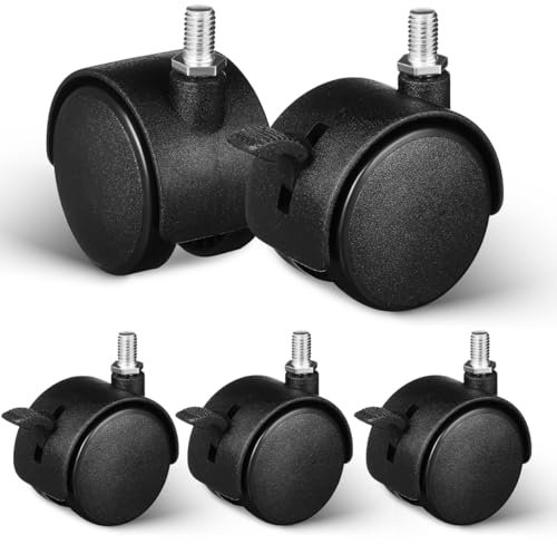 Bürostuhl Rollen(5 STK) - 2inM8 Schraubenrolle mit Bremse,Ersatz-hartbodenrollen für Gaming-Stühle, Drehstühle, Rollen für bürostühle zum Schutz des Bodens
