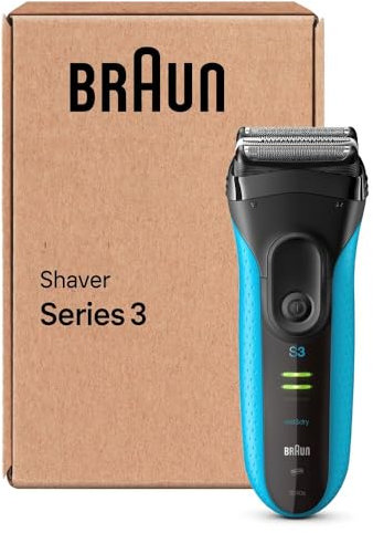 Braun Series 3 ProSkin Electric Shaver, Rechargeable and Cordless Wet & Dry Electric Razor for Men with Pop Up Precision Trimmer, 3040si, Black/Blue