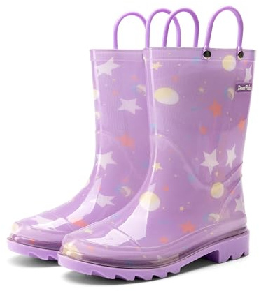 DREAM PAIRS Kids Adorable Rain Boots | Puddles and muddy play, cute star print, easy grab handles, soft lining, waterproof, non-slip