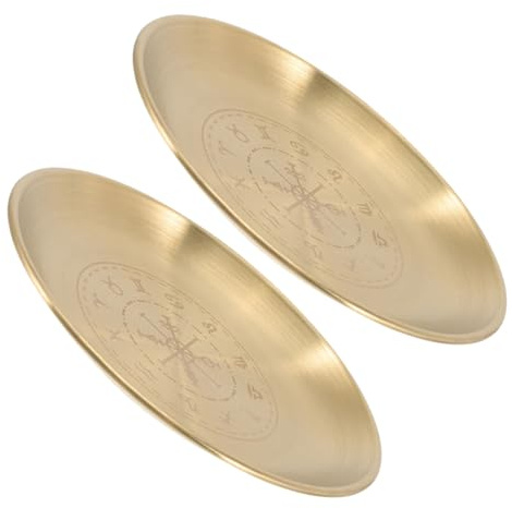VALICLUD 2piezas Bandejas Redondas de Cobre para Altar de Brujería Diseño Místico, Portavelas y Soporte para Anillos, Adecuado para Rituales y Meditación