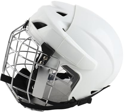 Casco da hockey combinato con gabbia Equipaggiamento protettivo per hockey su ghiaccio per ragazzi Guscio in ABS premium Imbottitura in EVA Protezione facciale in lega di (S)