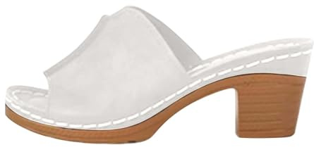 Generico Scarpe Donna con Tacco Largo Sandali Comodi Estivi Pantofole con Tacco In Pendenza da Spiaggia da Pantofole Casual Vuote Scarpe Fondo In Pendenza Sandali Retrò Estive (Beige,41)