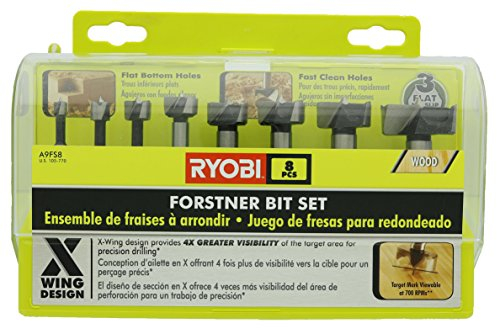 Ryobi A9FS8R1 8-Piece X-Wing Forstner Bit Set for Woodworking