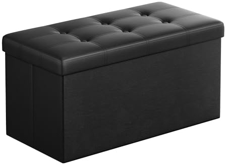 SONGMICS Storage Ottoman Bench, 30 Inches Folding Foot Rest Stool