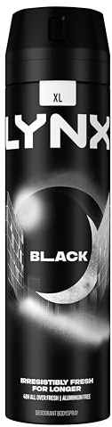 Lynx Black Aerosol Body Spray Men's Deodorant Spray with a frozen pear & cedarwood scent for 48 hours of odour-busting, high definition fragrance 200 ml