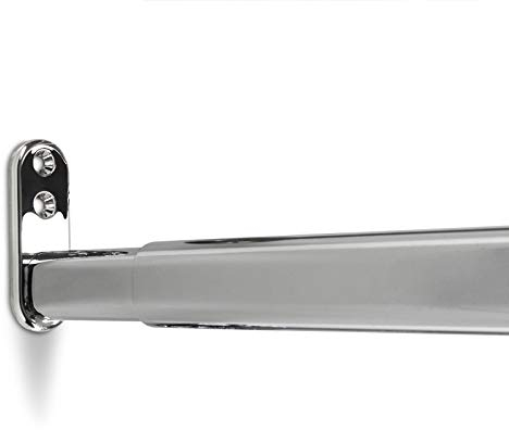 SOTECH 1 Stück ausziehbare Teleskopstange Schrankrohr verstellbar Oval/Stahl verchromt/Länge: 400-600 mm inkl. Schrankstangenlager