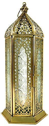 Guru-Shop Lanterne Orientale en Métal/verre au Design Marocain, Lampe à Vent, Incolore, Leverre, Couleur : Incolore, 27x10,5x10,5 cm, Lanternes Orientales