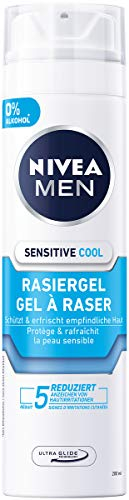 NIVEA MEN Sensitive Cool Rasiergel im 6er Pack (6 x 200 ml), Rasiergel für eine glatte und sanfte Rasur, erfrischender Rasiergel für Herren
