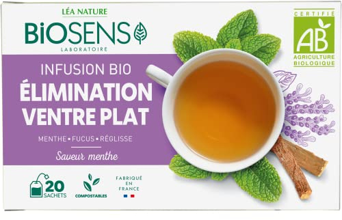 Biosens - Infusion Elimination Ventre plat - Menthe, Fucus et Réglisse - Certifié Bio AB - Fabriqué en France - 20 sachets