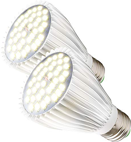 MILYN Lot de 2 lampes LED pour plantes - 30 W - Blanc lumière du jour - Spectre complet - E27 - Lampe de croissance à 40 LED - Pour serre, jardins intérieurs, plantes d'intérieur - Culture